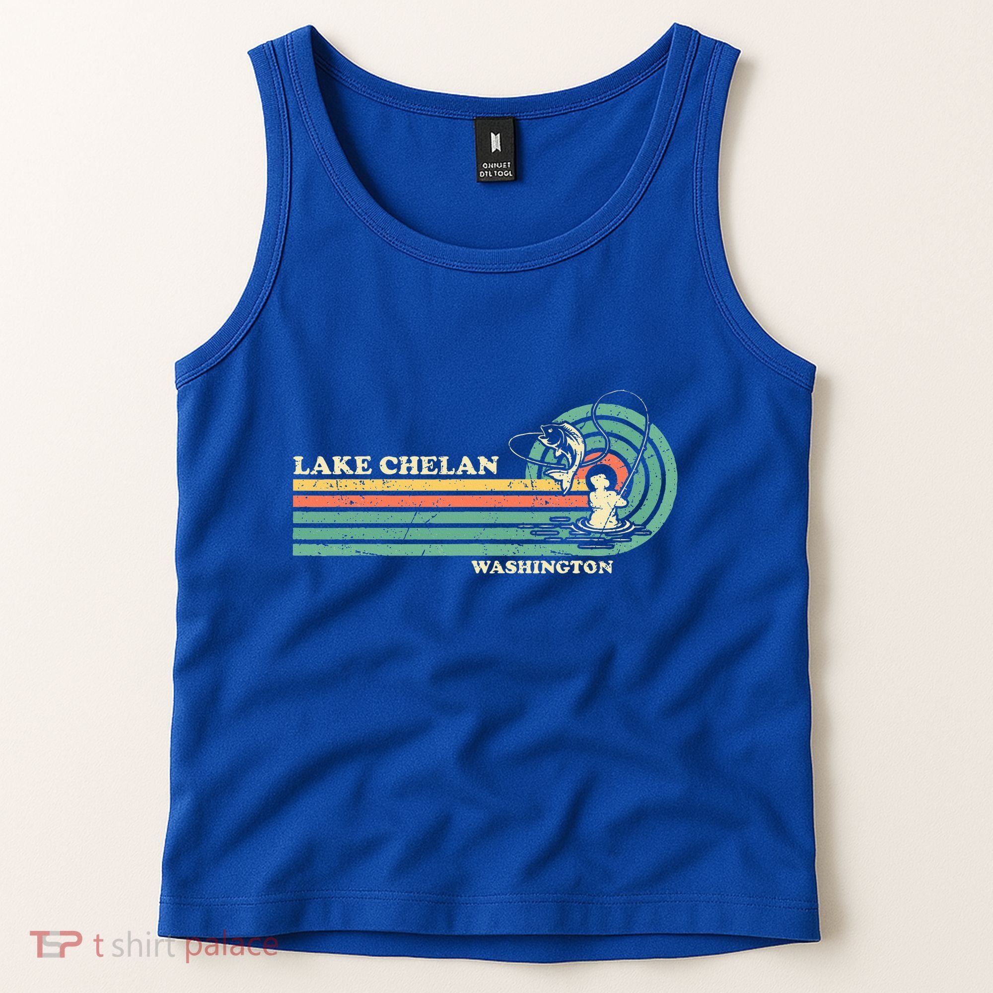 Retro Summer Fishing Washington Chelan Lake Tank Top