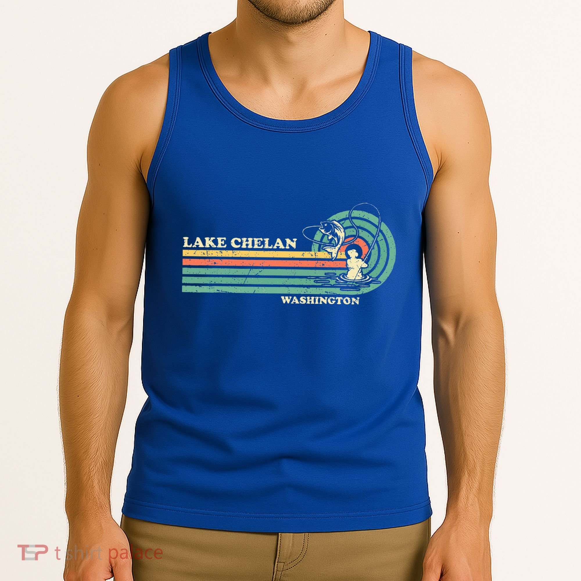 Retro Summer Fishing Washington Chelan Lake Tank Top