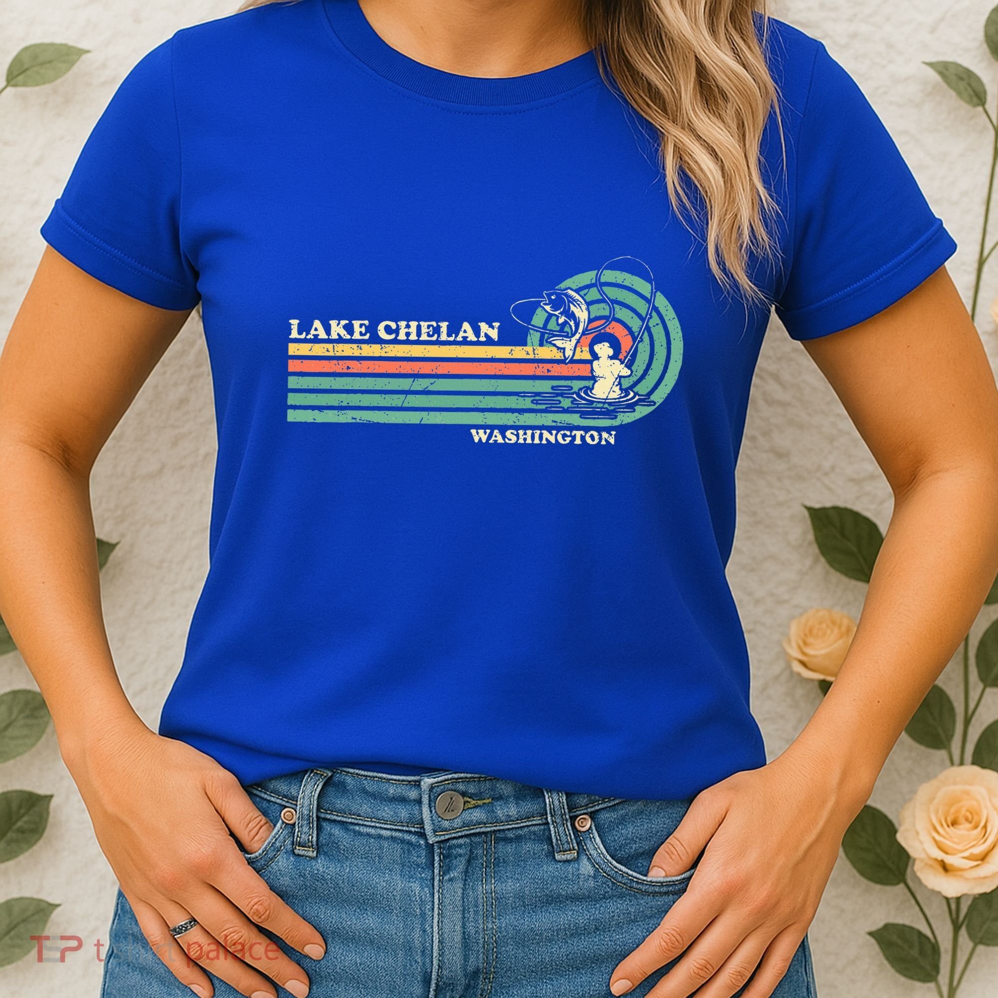 Retro Summer Fishing Washington Chelan Lake Women's T-Shirt