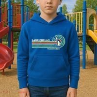 Retro Summer Fishing Washington Chelan Lake Kids Hoodie thumb 2