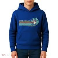 Retro Summer Fishing Washington Chelan Lake Kids Hoodie thumb 4