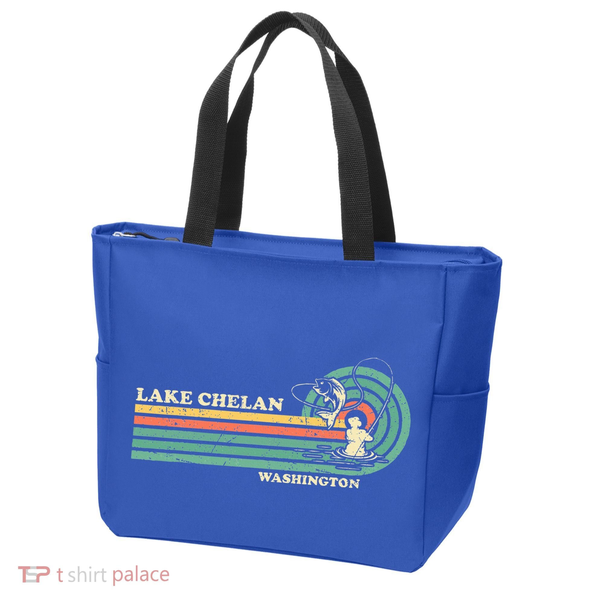 Retro Summer Fishing Washington Chelan Lake Tote Bag
