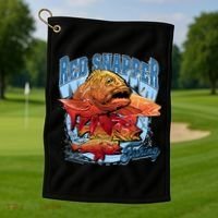 Red Snapper Fishing Golf Towel thumb 1