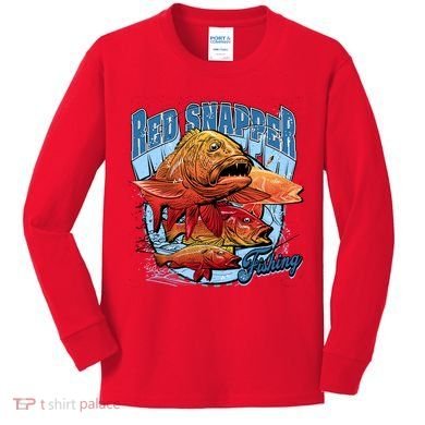 Red Snapper Fishing Kids Long Sleeve Shirt