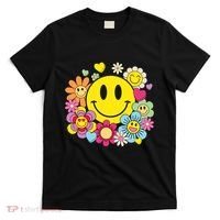 Retro Smile Face Flower Happy Face Flowers Heart Girl T-Shirt thumb 0
