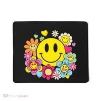 Retro Smile Face Flower Happy Face Flowers Heart Girl Mousepad thumb 0