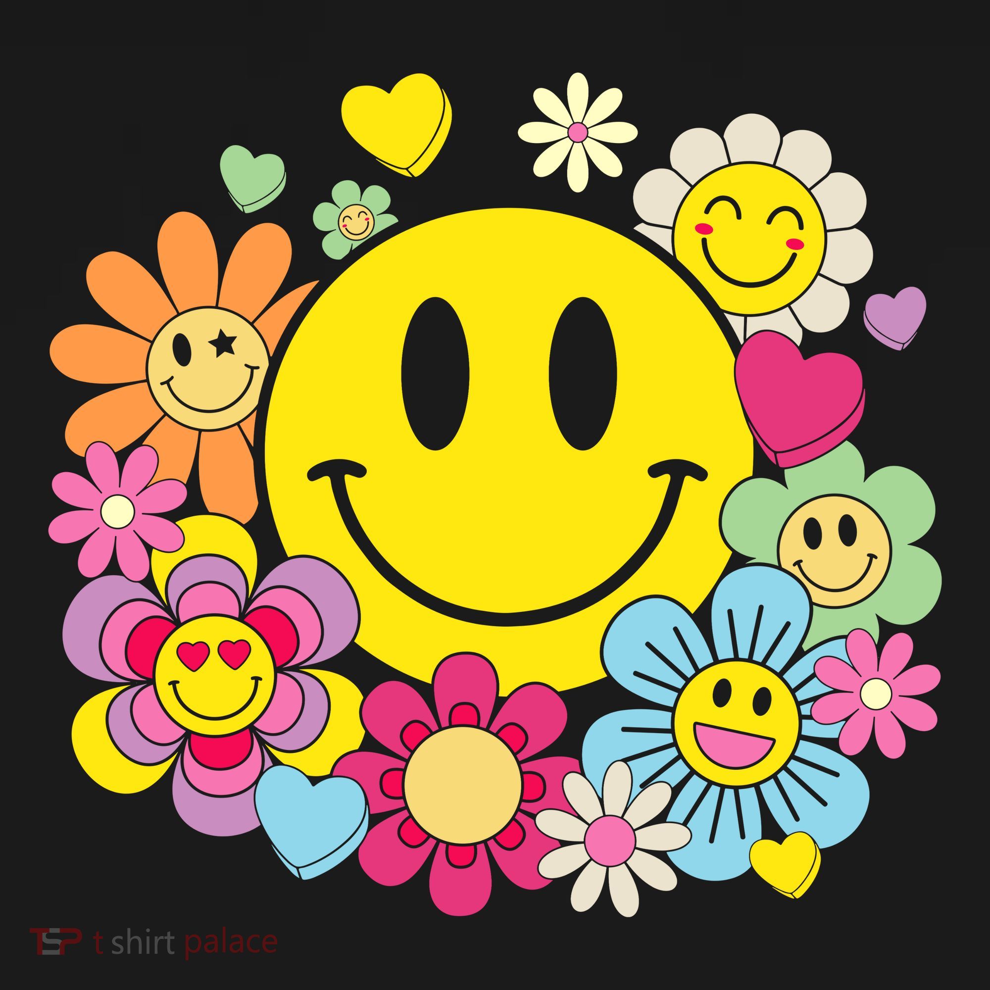 Retro Smile Face Flower Happy Face Flowers Heart Girl Mousepad