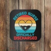 Retro Sunset Funny Retired Nurse Funny Nurse Retirement Quote Coaster thumb 0