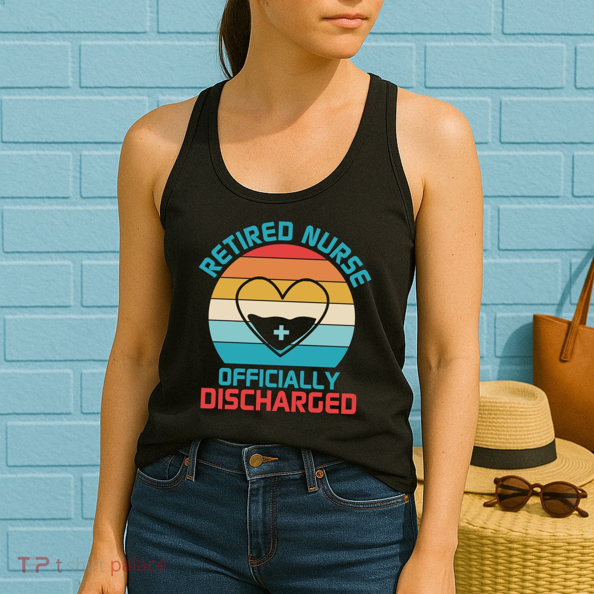 Retro Sunset Funny Retired Nurse Funny Nurse Retirement Quote Women's Tank Top