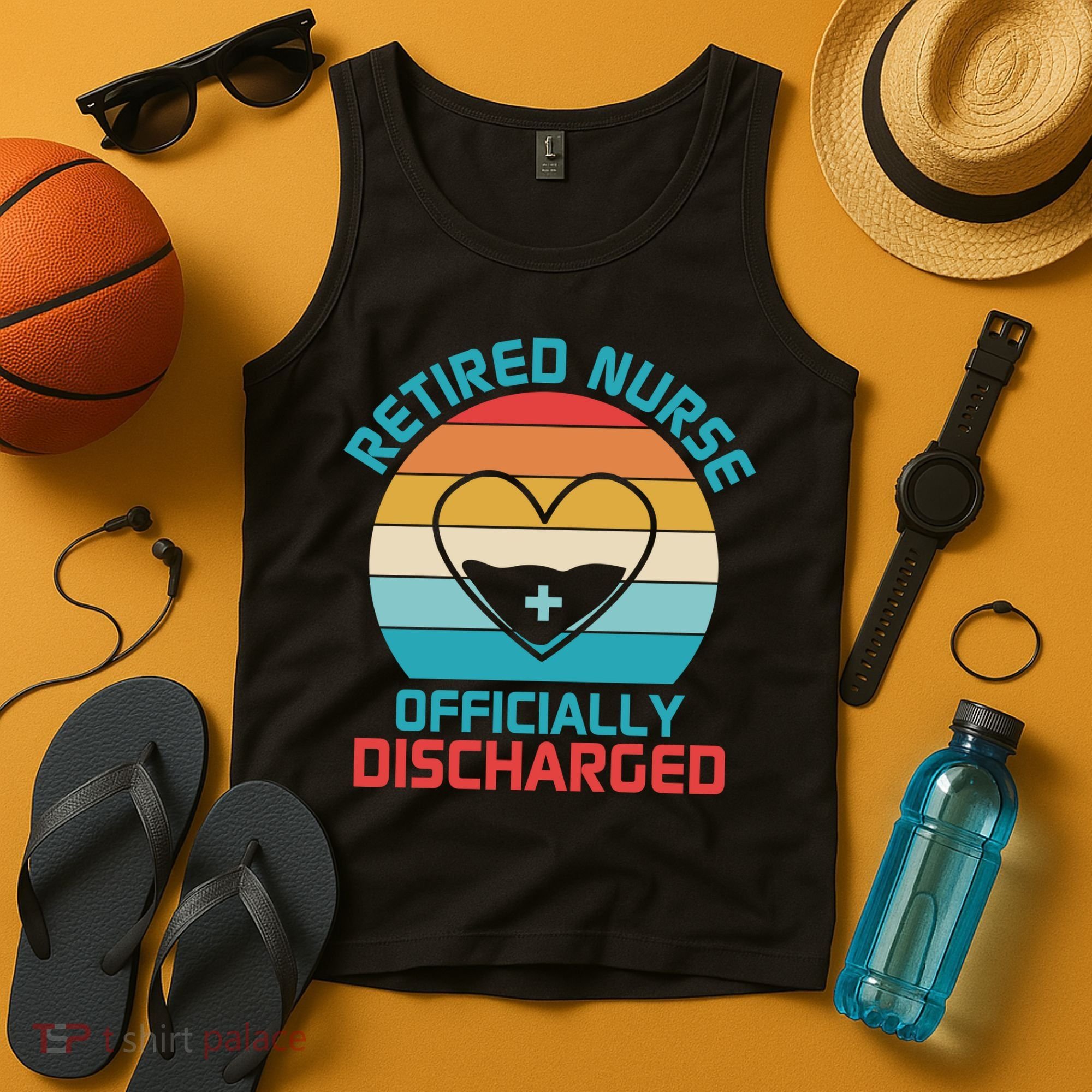 Retro Sunset Funny Retired Nurse Funny Nurse Retirement Quote Tank Top