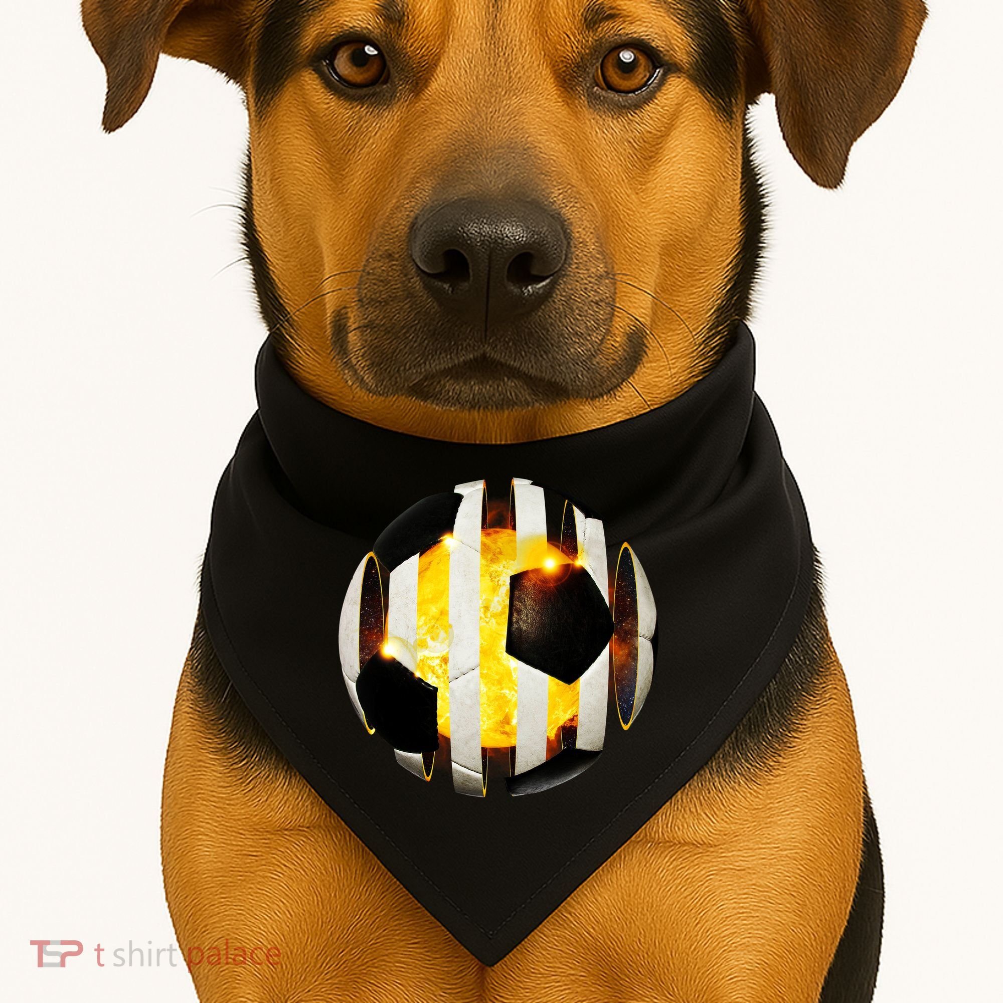 Ripped Soccer Futbol Fire Ball USA-Made Doggie Bandana