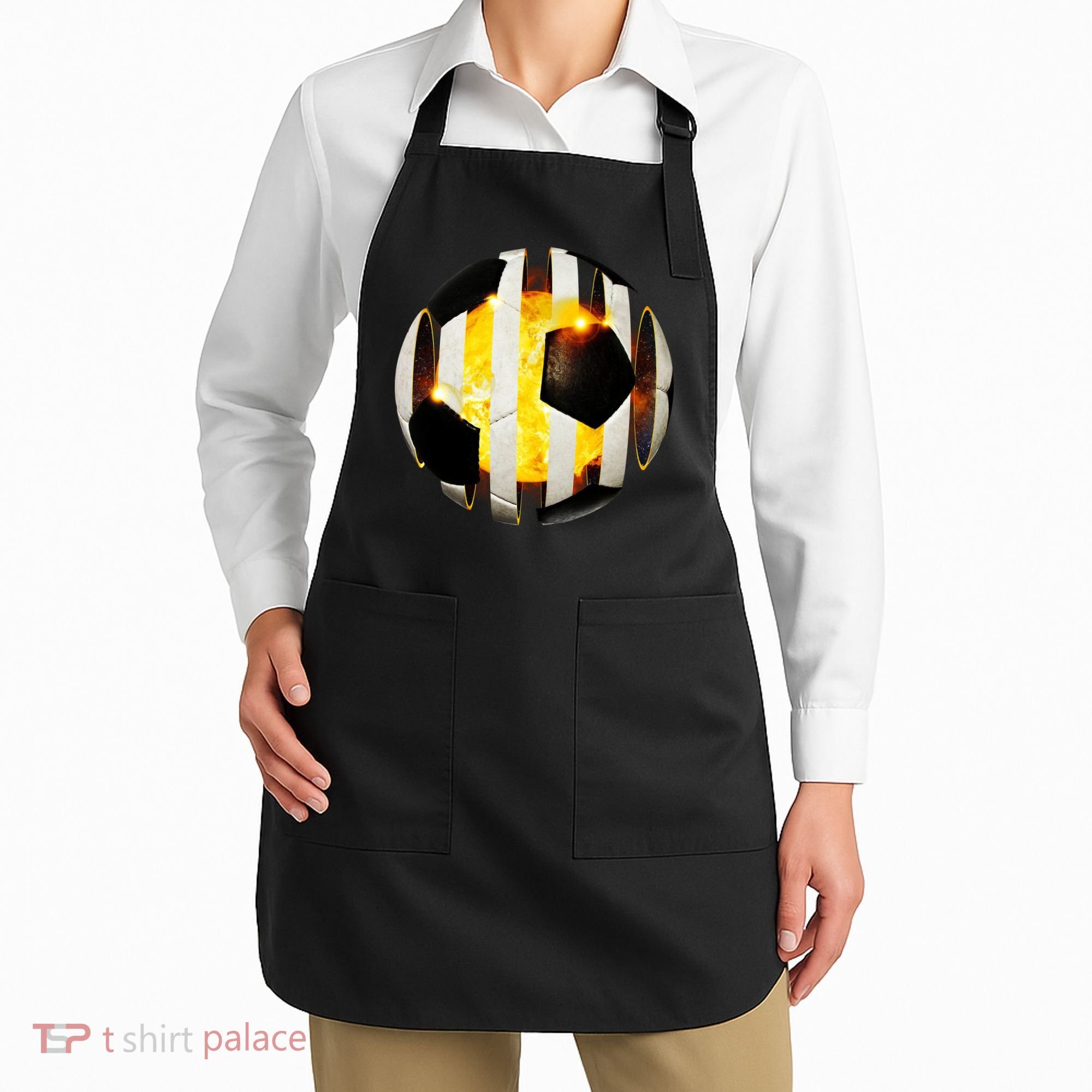 Ripped Soccer Futbol Fire Ball Apron