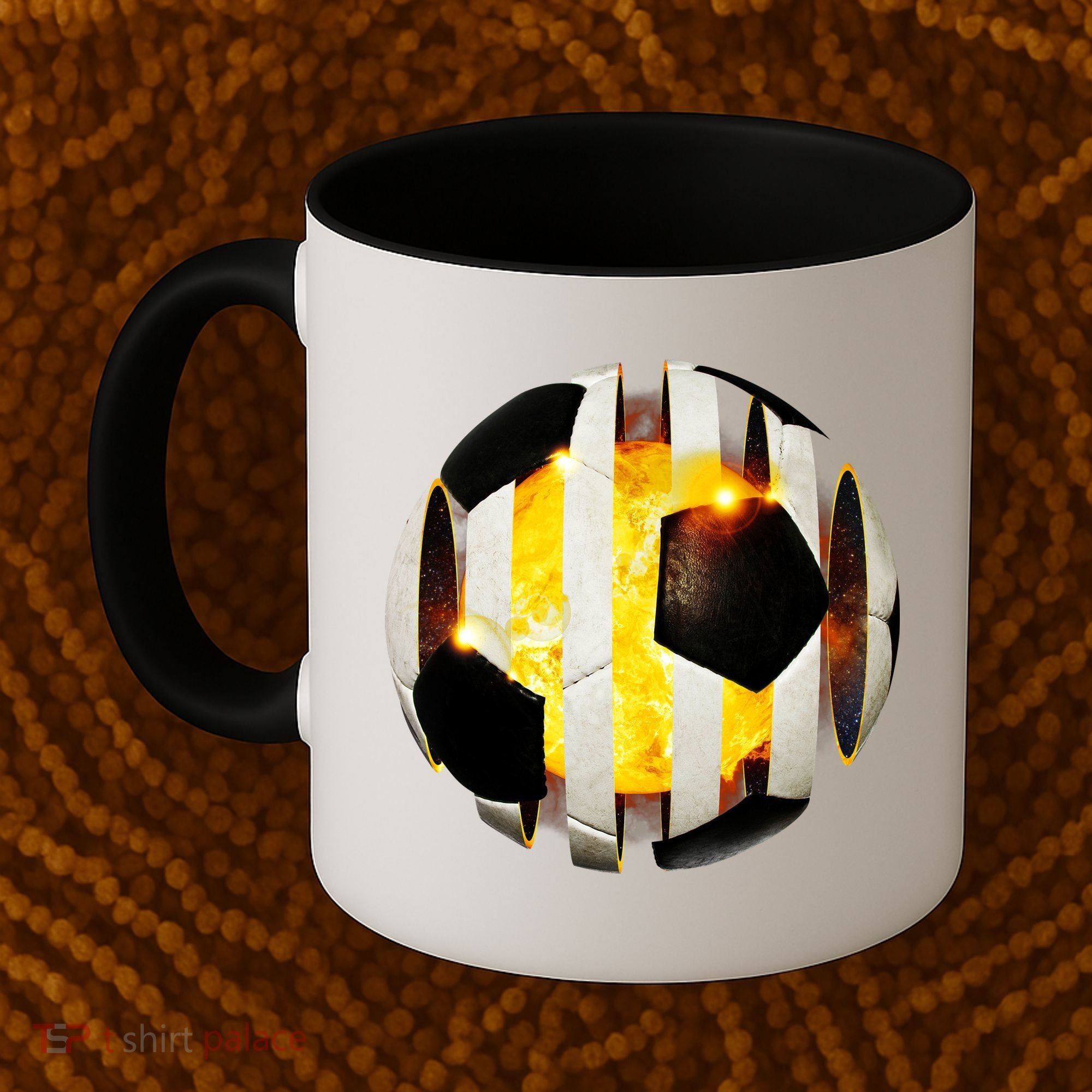 Ripped Soccer Futbol Fire Ball Coffee Mug