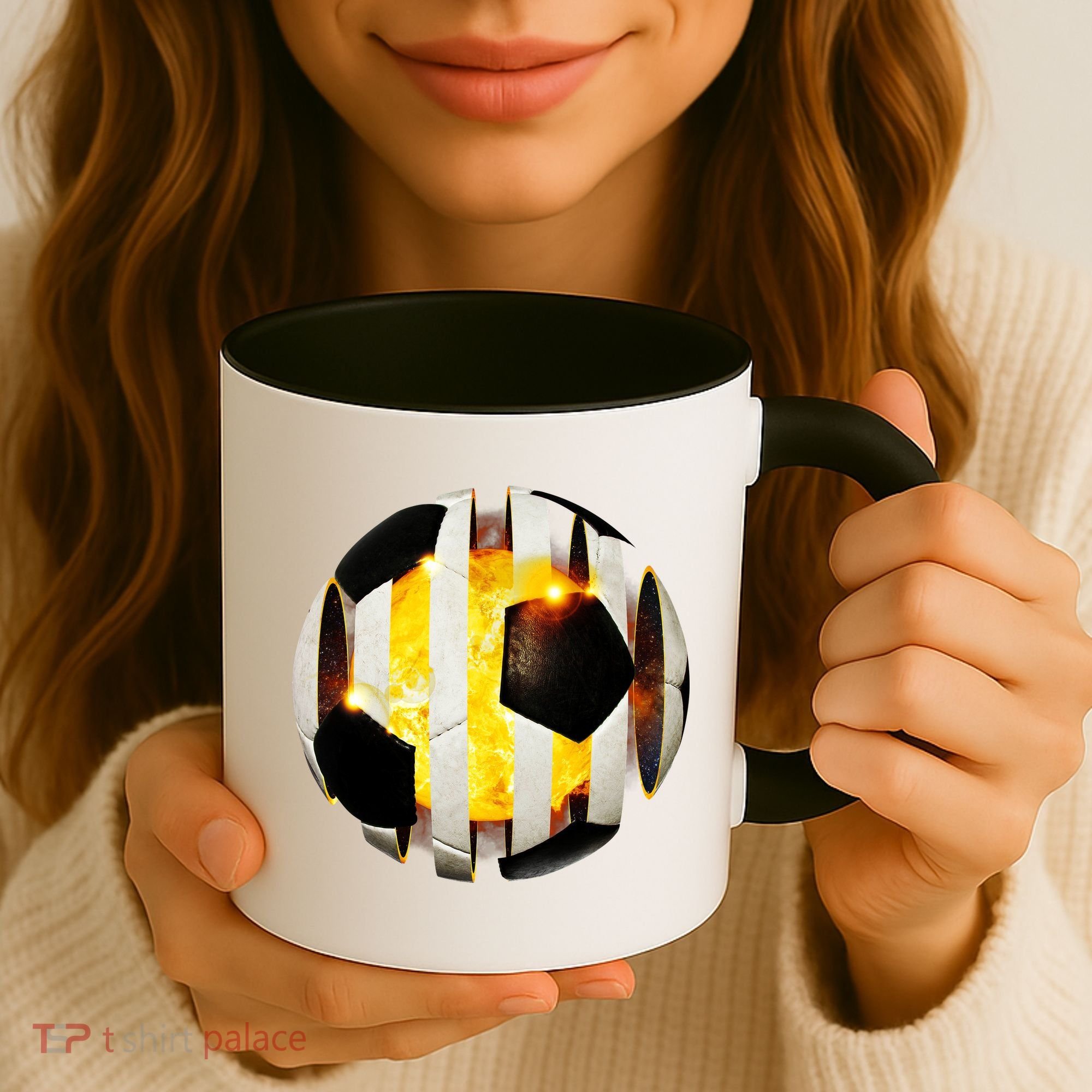Ripped Soccer Futbol Fire Ball Coffee Mug