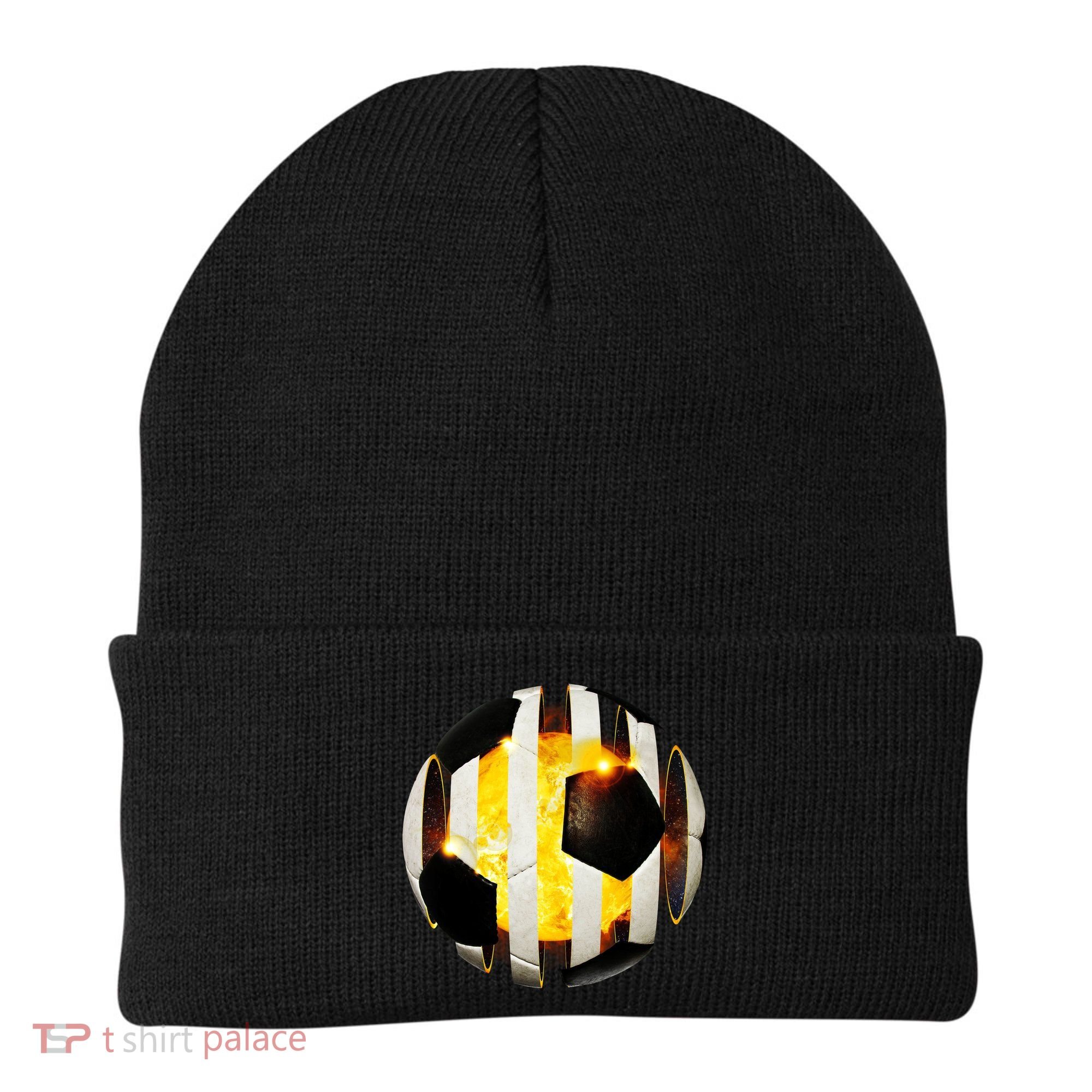 Ripped Soccer Futbol Fire Ball Beanie