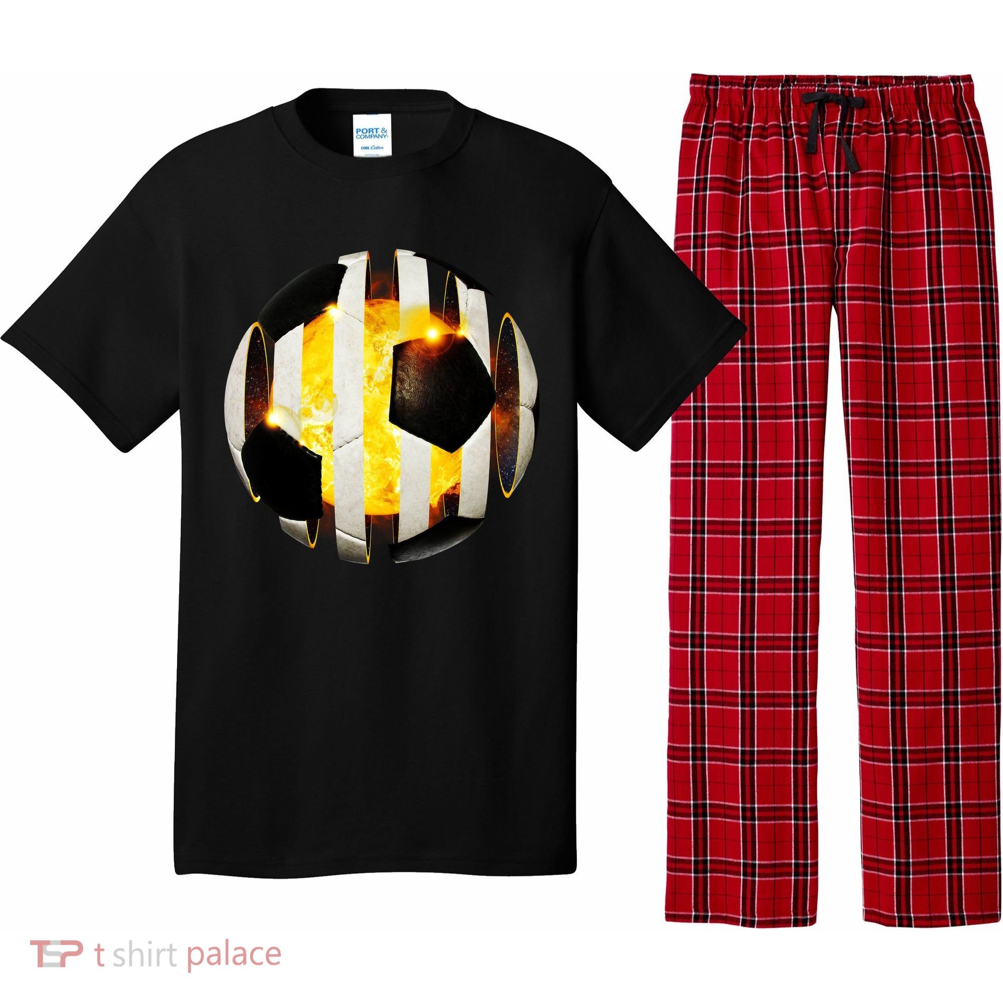 Ripped Soccer Futbol Fire Ball Pajama Set