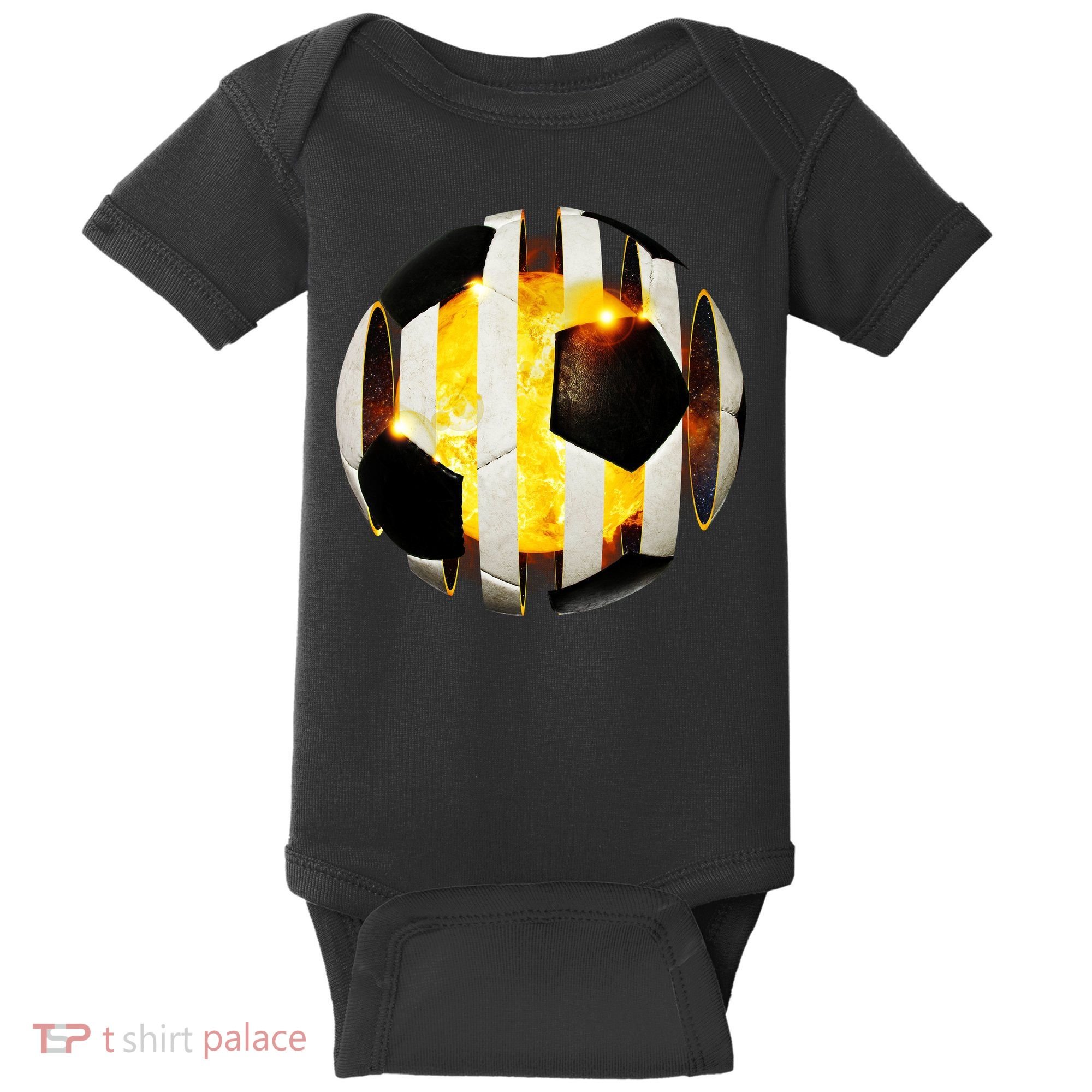 Ripped Soccer Futbol Fire Ball Baby Bodysuit