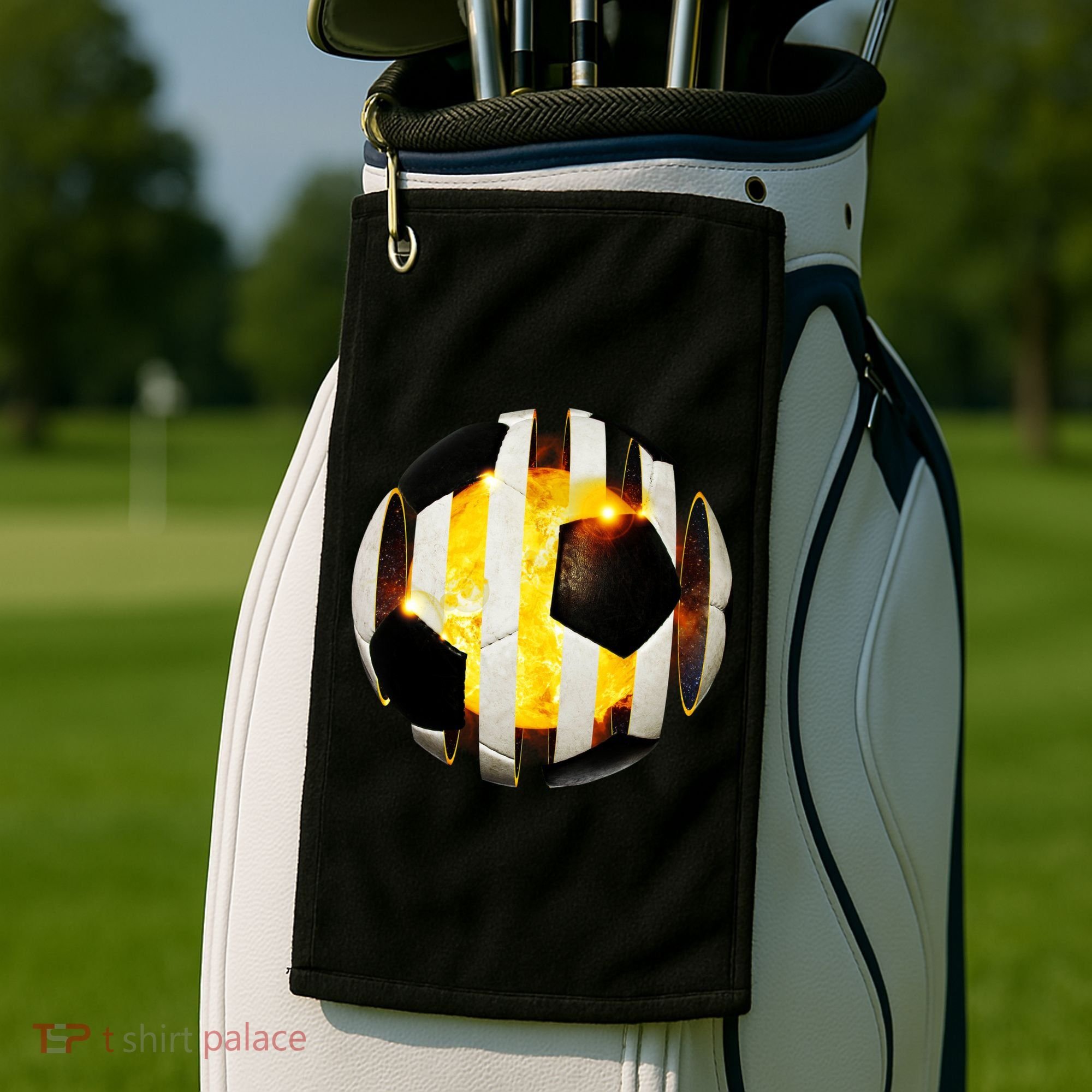Ripped Soccer Futbol Fire Ball Golf Towel