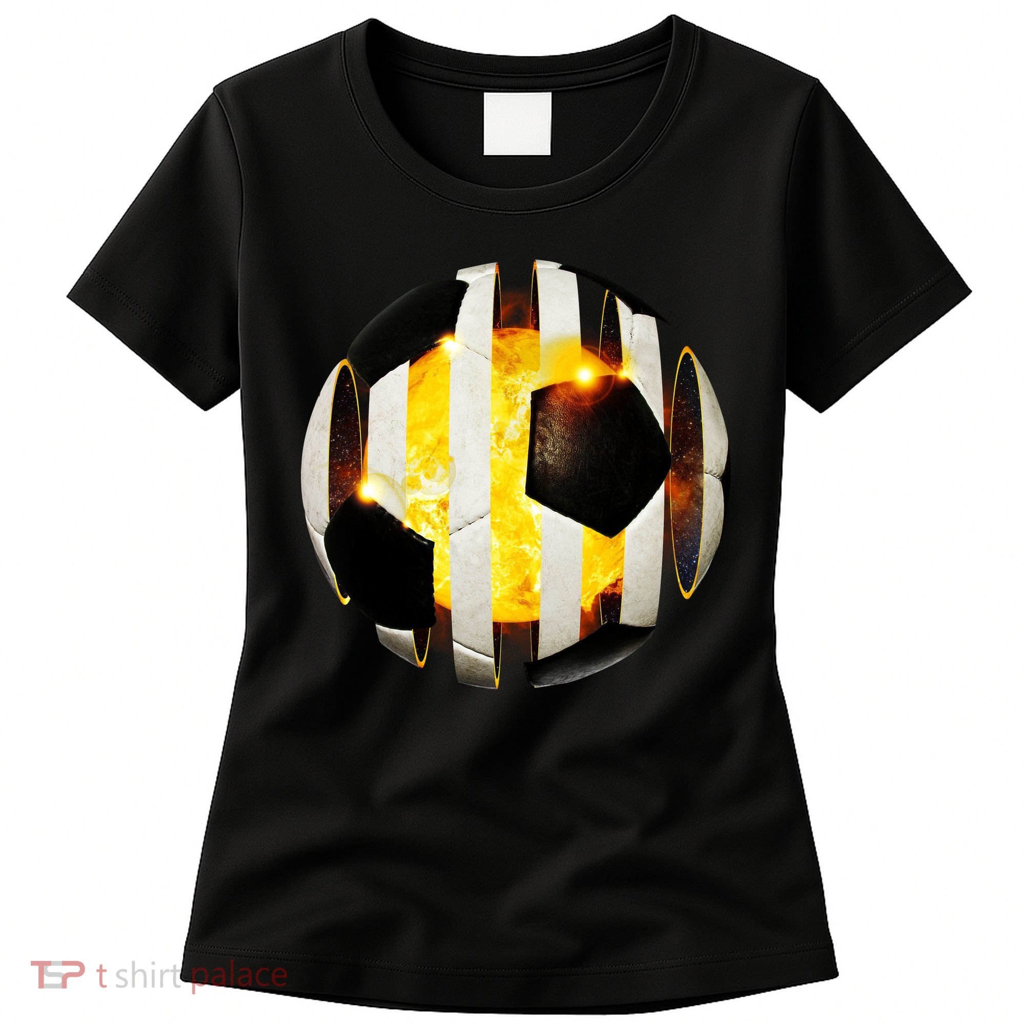 Ripped Soccer Futbol Fire Ball Women's T-Shirt