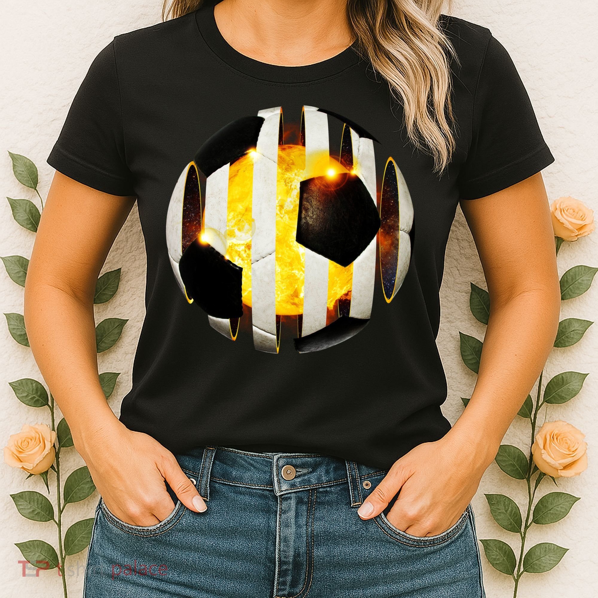 Ripped Soccer Futbol Fire Ball Women's T-Shirt