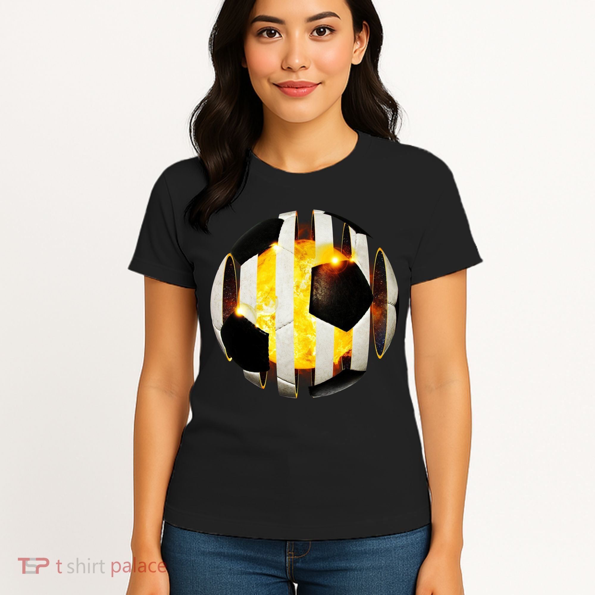 Ripped Soccer Futbol Fire Ball Women's T-Shirt