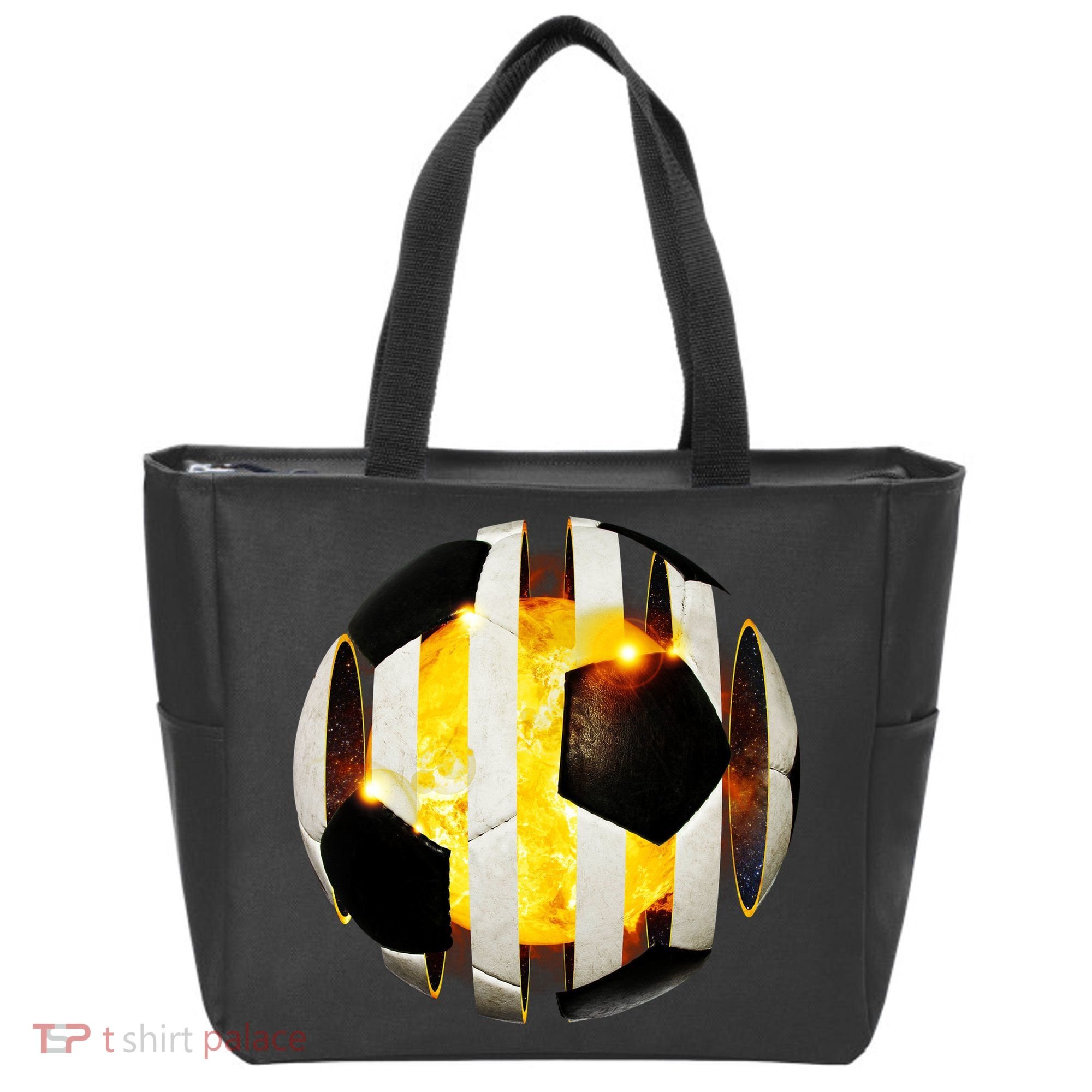 Ripped Soccer Futbol Fire Ball Tote Bag