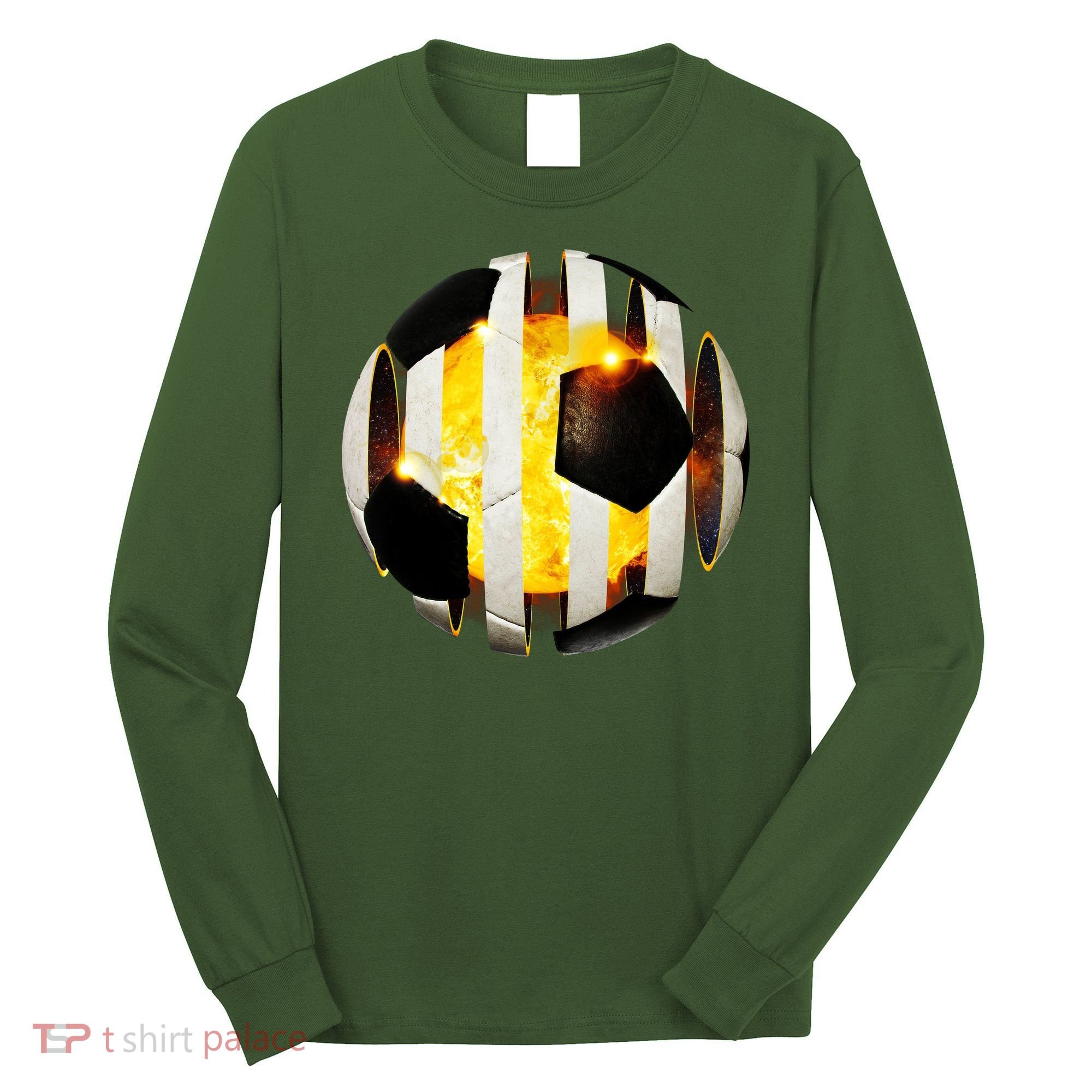 Ripped Soccer Futbol Fire Ball Long Sleeve Shirt
