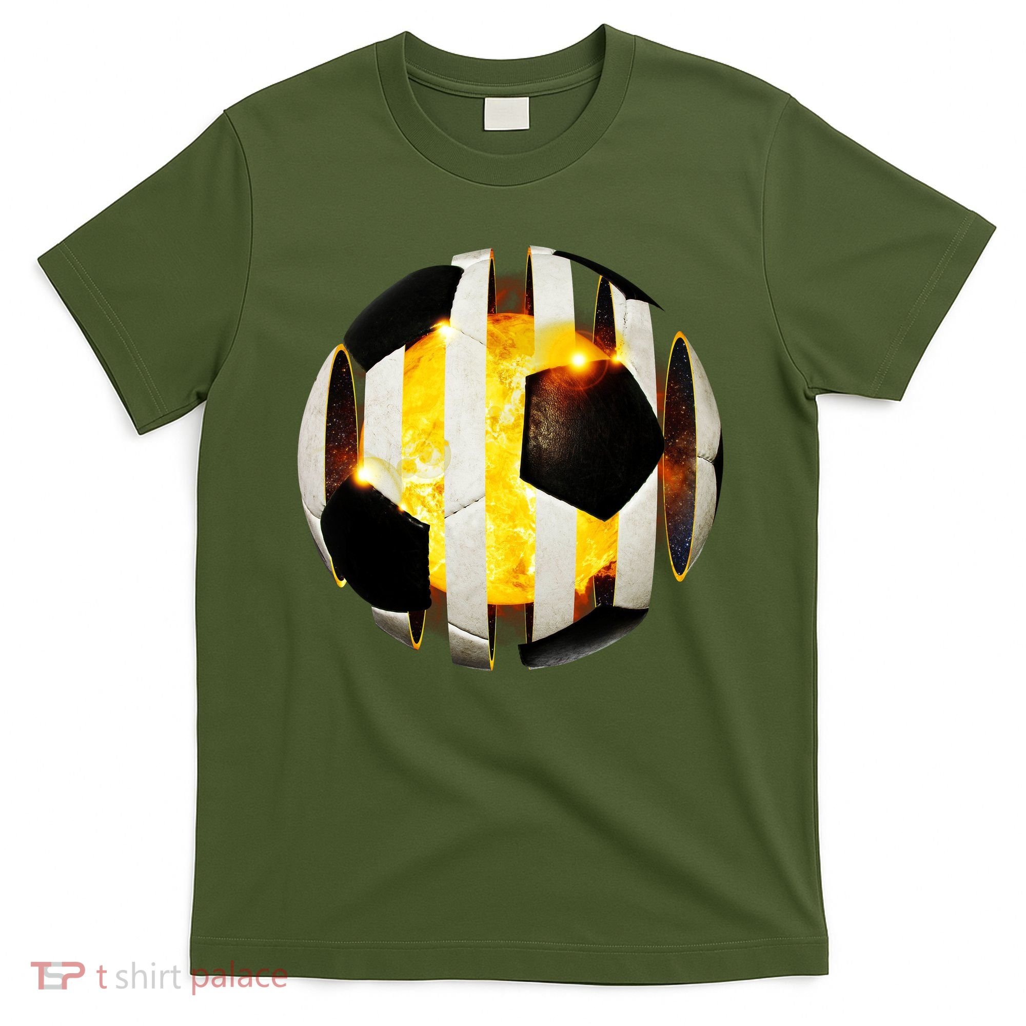 Ripped Soccer Futbol Fire Ball T-Shirt