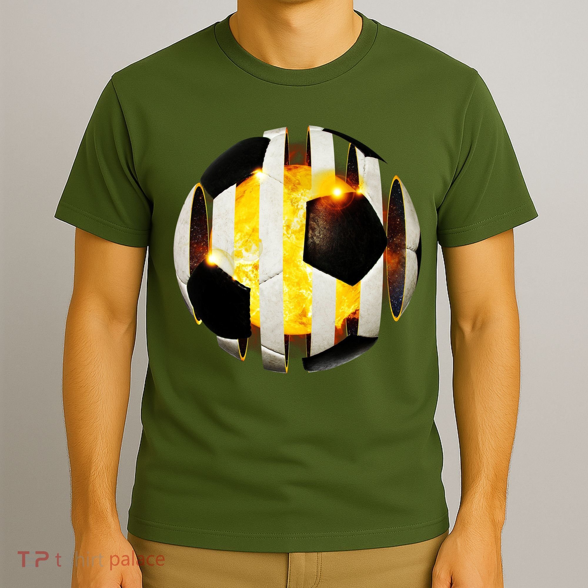 Ripped Soccer Futbol Fire Ball T-Shirt