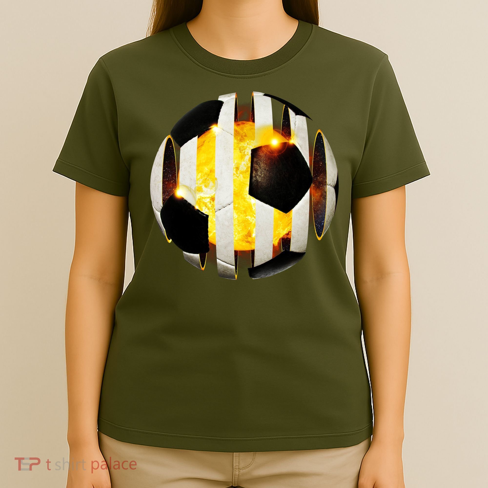Ripped Soccer Futbol Fire Ball T-Shirt
