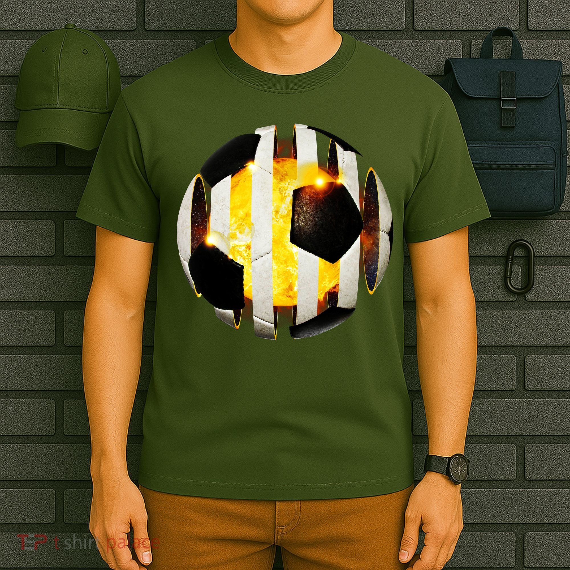 Ripped Soccer Futbol Fire Ball T-Shirt