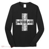 Retro Swiss Flag Of Switzerland Souvenir Gift Long Sleeve Shirt thumb 0