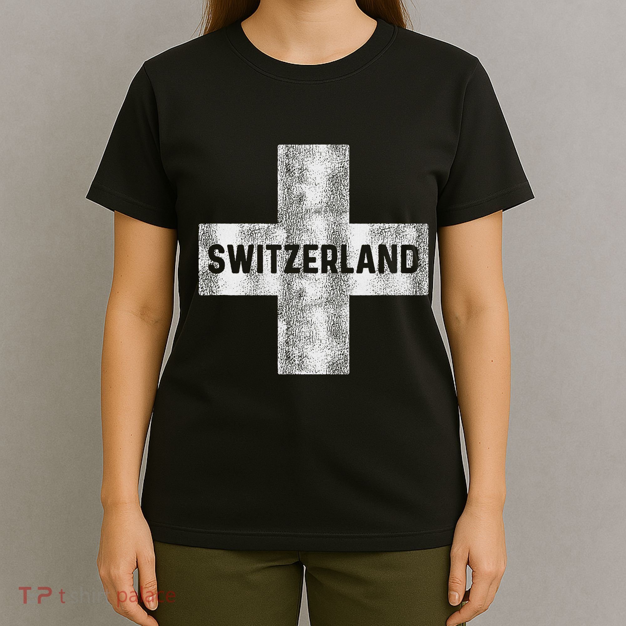Retro Swiss Flag Of Switzerland Souvenir Gift T-Shirt