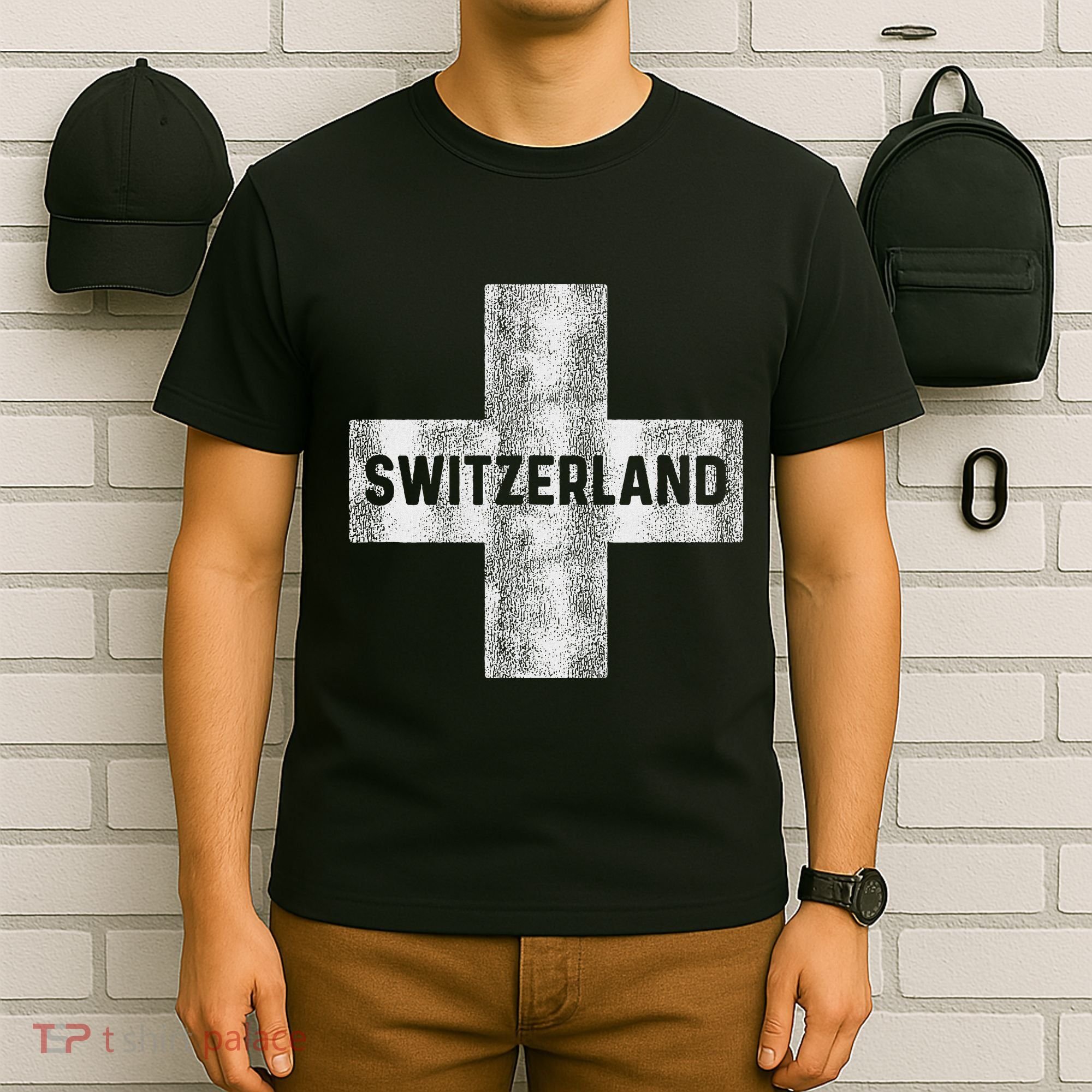 Retro Swiss Flag Of Switzerland Souvenir Gift T-Shirt