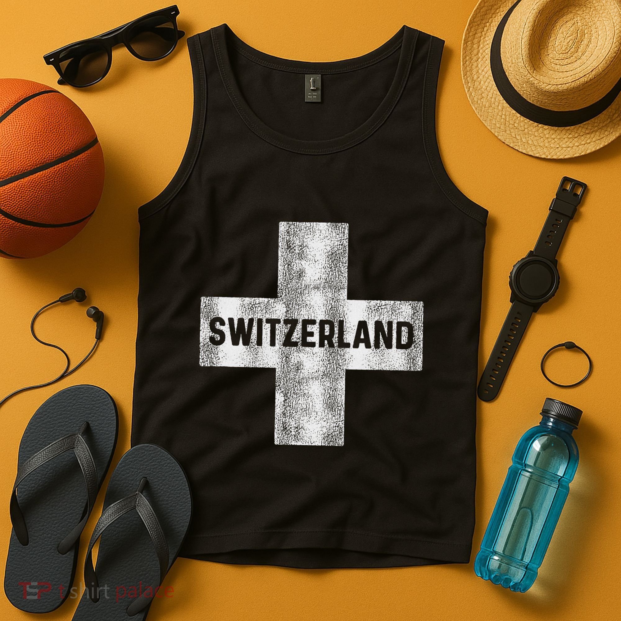 Retro Swiss Flag Of Switzerland Souvenir Gift Tank Top