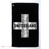 Retro Swiss Flag Of Switzerland Souvenir Gift Golf Towel thumb 0