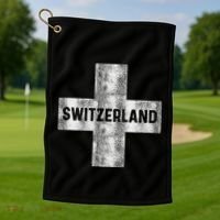 Retro Swiss Flag Of Switzerland Souvenir Gift Golf Towel thumb 1