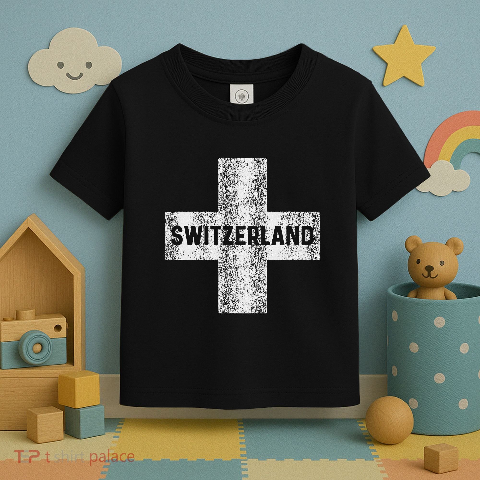 Retro Swiss Flag Of Switzerland Souvenir Gift Toddler T-Shirt
