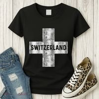 Retro Swiss Flag Of Switzerland Souvenir Gift Women's T-Shirt thumb 3