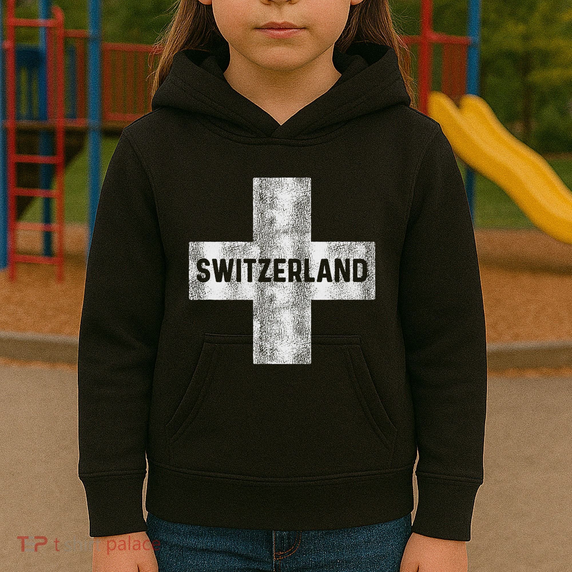 Retro Swiss Flag Of Switzerland Souvenir Gift Kids Hoodie
