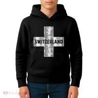 Retro Swiss Flag Of Switzerland Souvenir Gift Kids Hoodie thumb 4