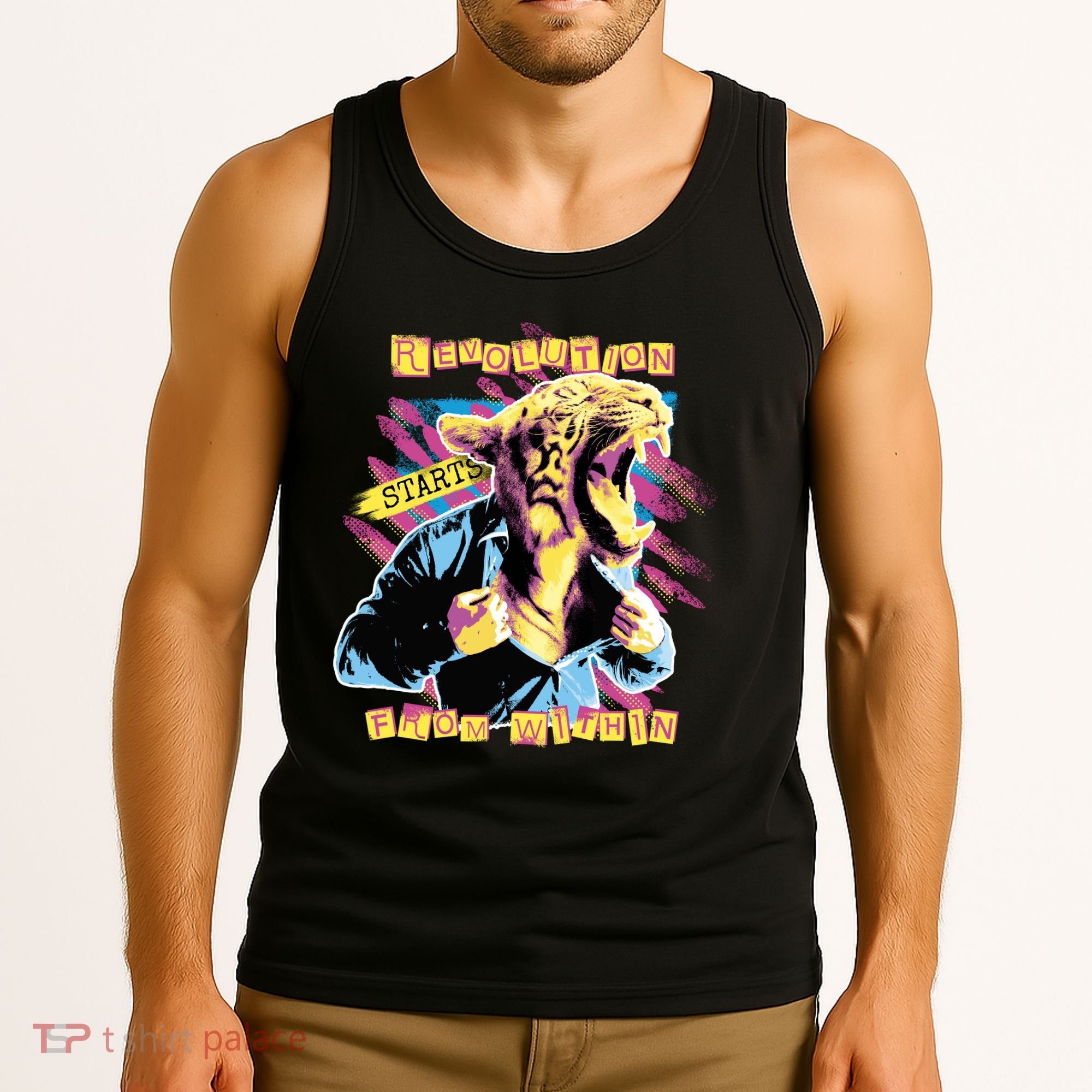Revolution Starts From Within Lion Quote Tank Top