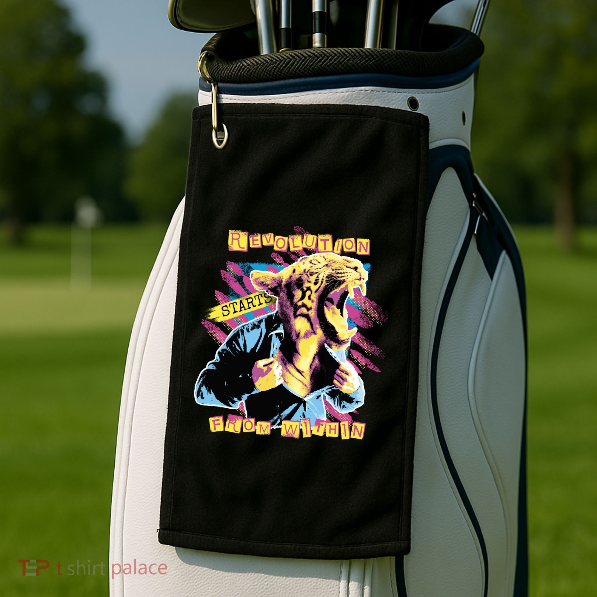 Revolution Starts From Within Lion Quote Golf Towel