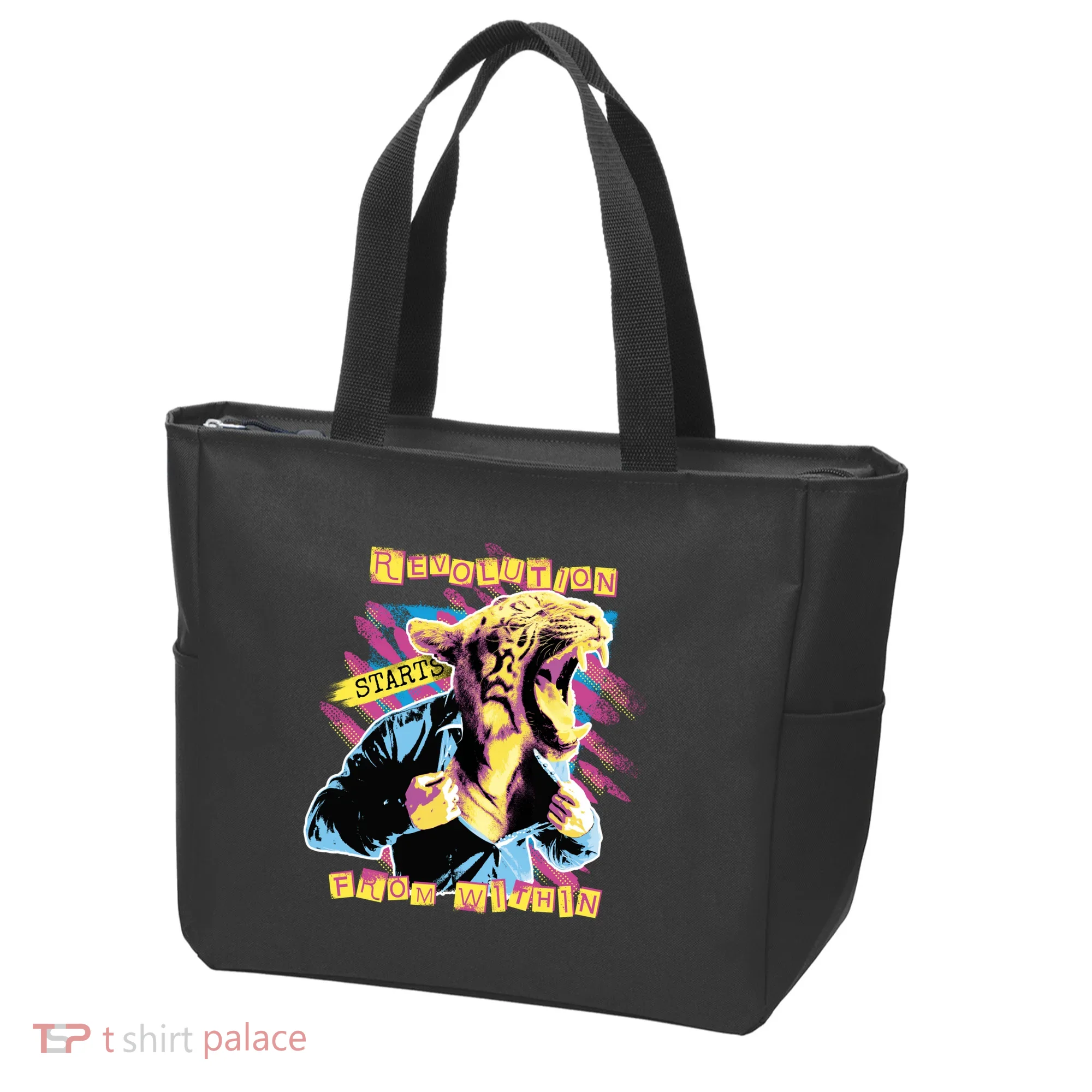 Revolution Starts From Within Lion Quote Tote Bag
