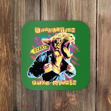 Revolution Starts From Within Lion Quote Coaster
