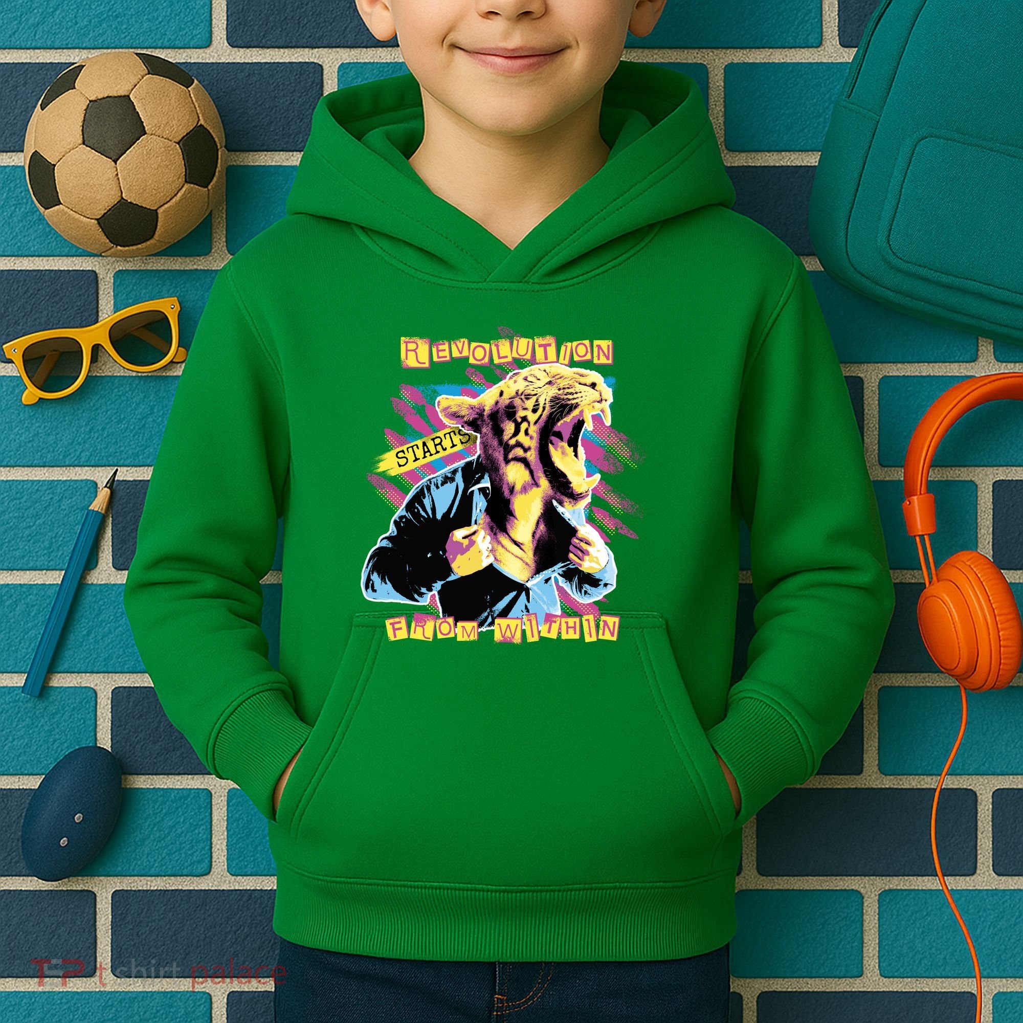 Revolution Starts From Within Lion Quote Kids Hoodie