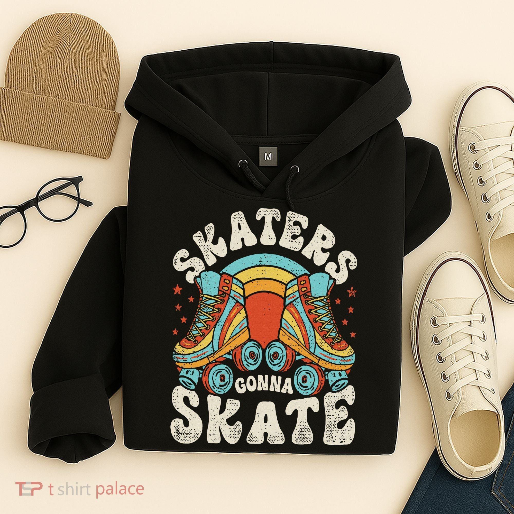 Roller Skating Funny Skaters Gonna Skate Retro 70s 80s Hoodie