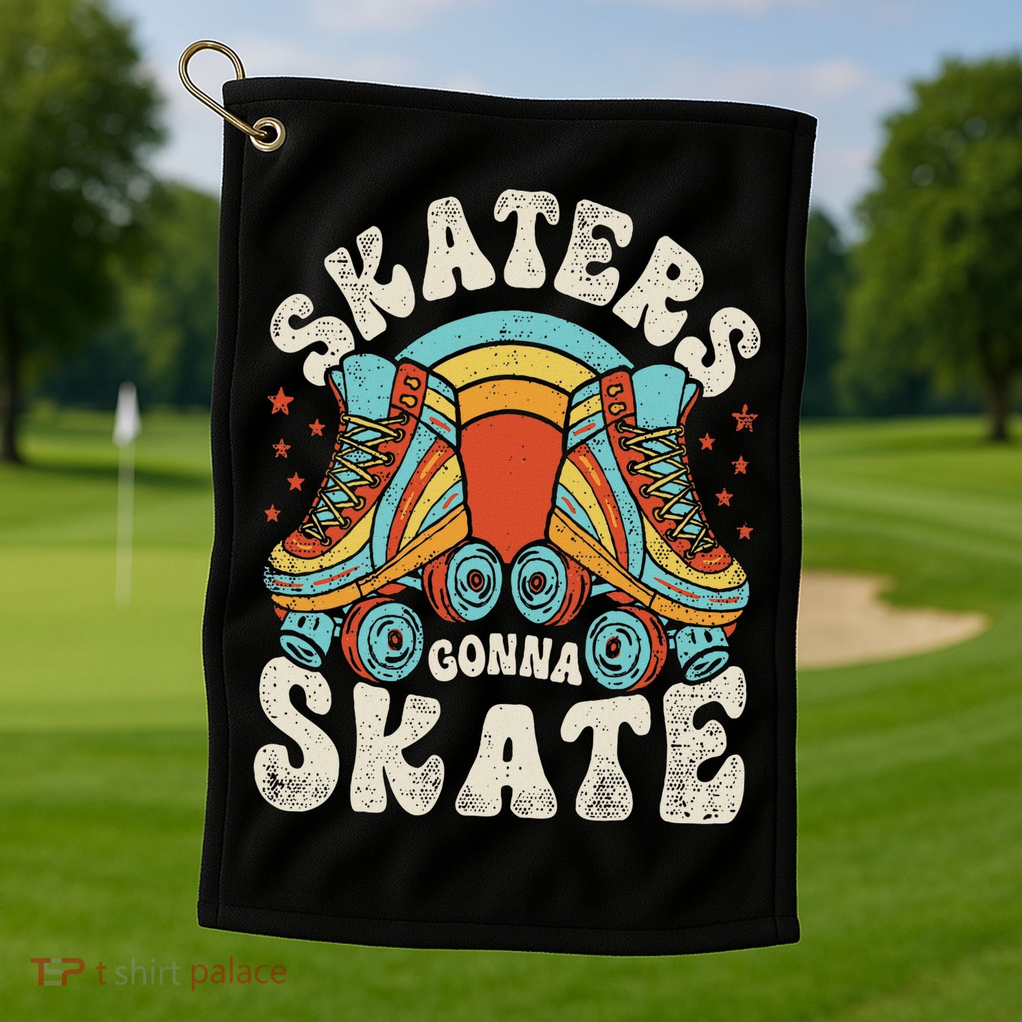 Roller Skating Funny Skaters Gonna Skate Retro 70s 80s Golf Towel
