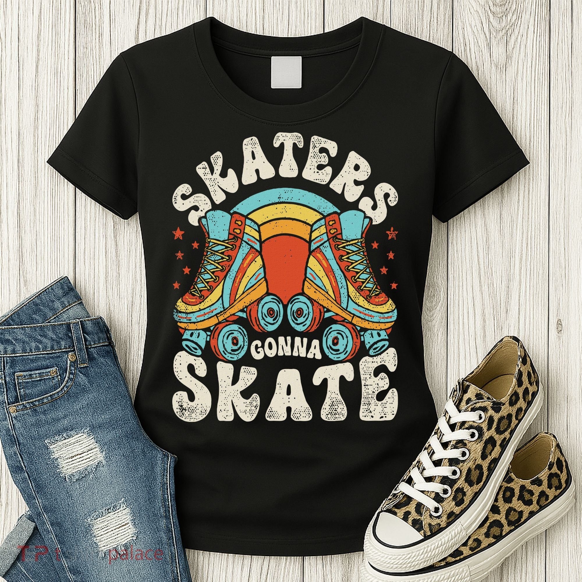 Roller Skating Funny Skaters Gonna Skate Retro 70s 80s Women's T-Shirt