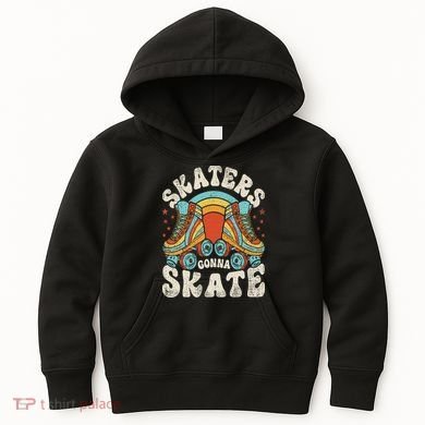 Roller Skating Funny Skaters Gonna Skate Retro 70s 80s Kids Hoodie